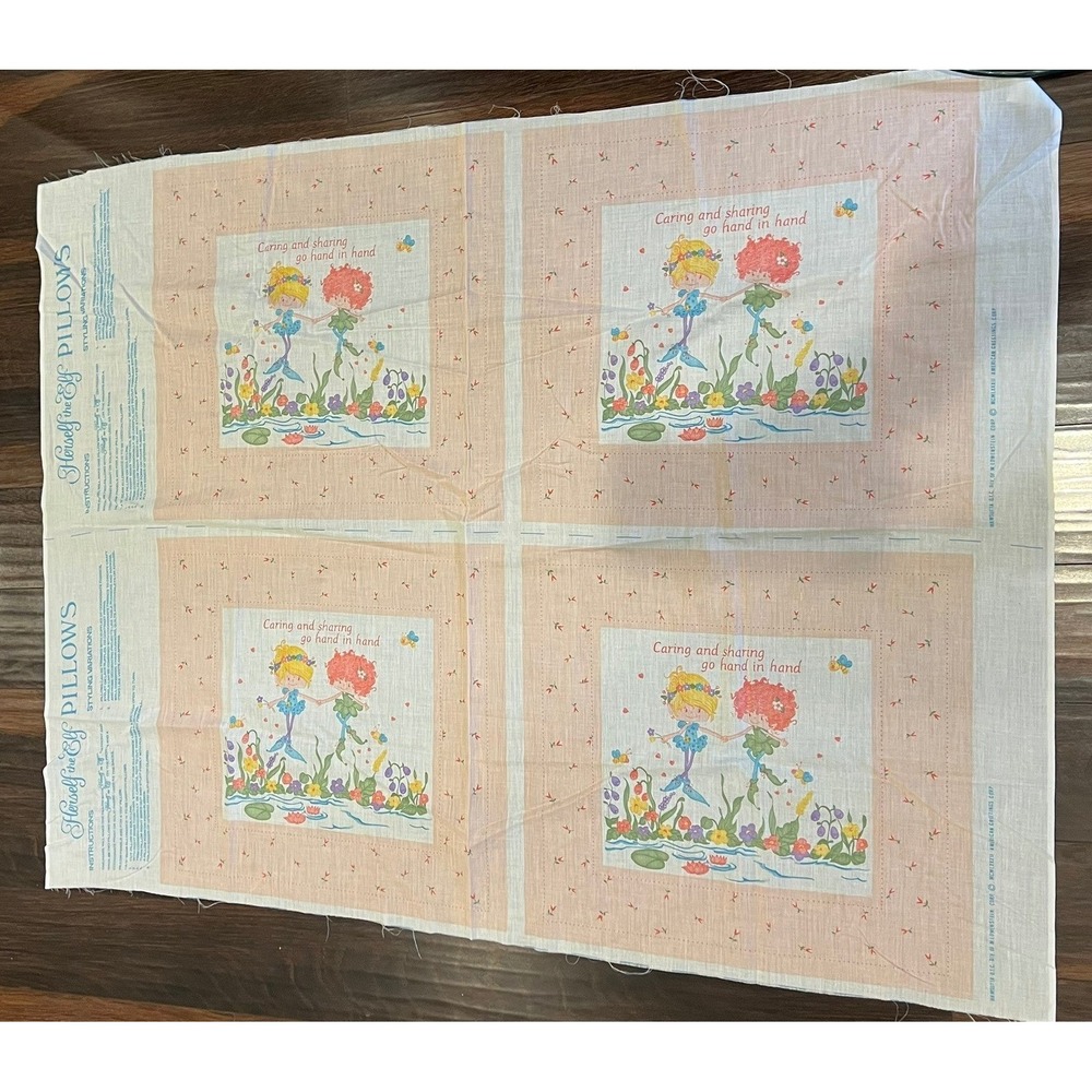 Vintage Herself  Elf Fabric Panel Pillow Cut & Sew 1972 4 Panels Floral Nursery